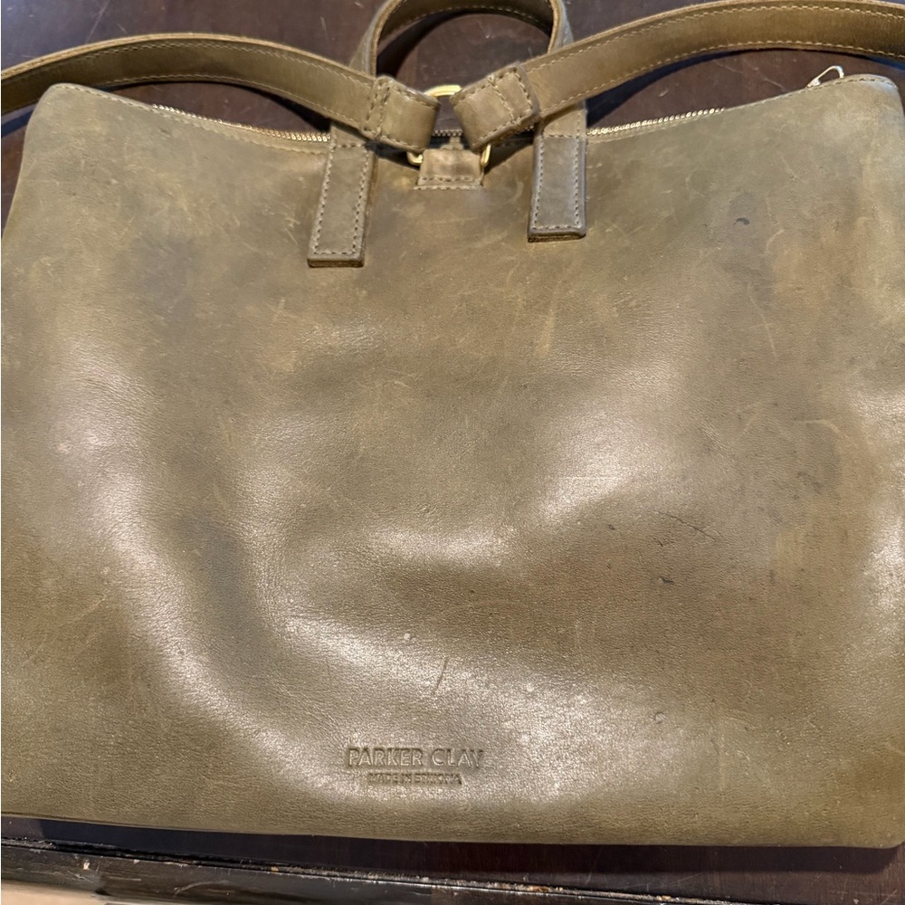 Parker Clay Olive Leather Backpack Purse - Miramar Mini Backpack - Picture 4 of 8